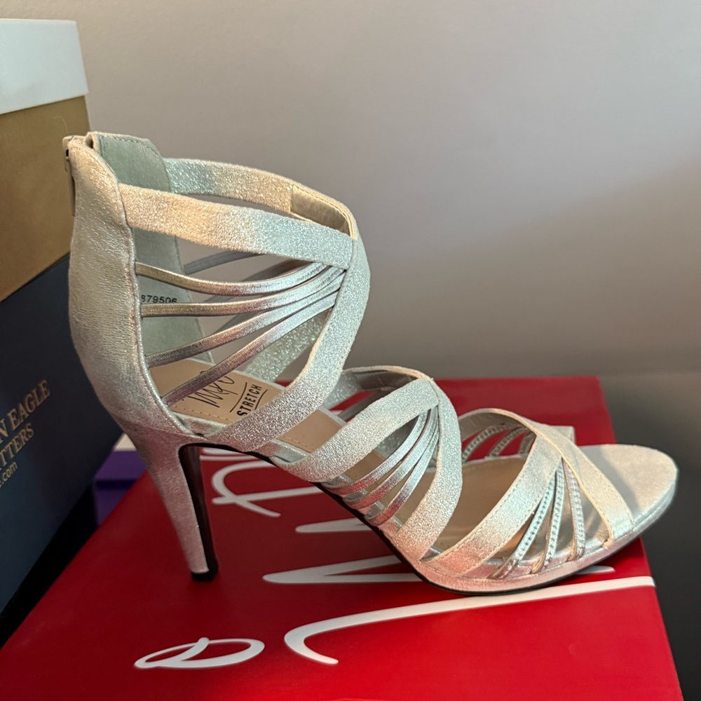Impo Shimmering Silver Strappy Heels